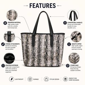 Stylish Snake Print Tote Bag