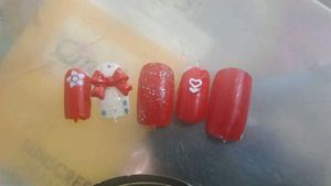 Handcrafted Red &amp; Bow Premium Gel Press-On Nails