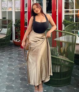 Elegant Satin Midi Skirt