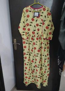 Melange Red Printed A-Line Kurta..
