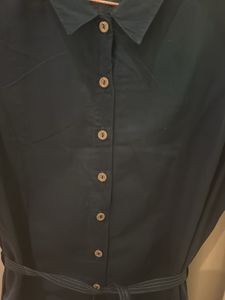 Fabindia Teal Button-Down Dress