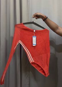 Adidas Red Ribbed Bodysuit