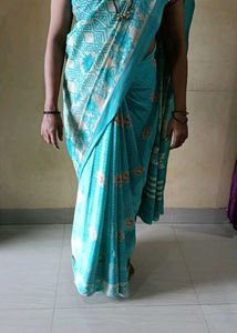 Beautiful Teal Blue Saree