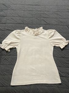 Vintage Ruffled Cream Top