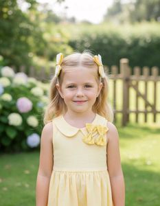 Yellow Bow Hair Clips with Lace