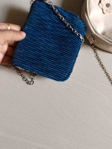 Cute Cream &amp; Blue sling bag
