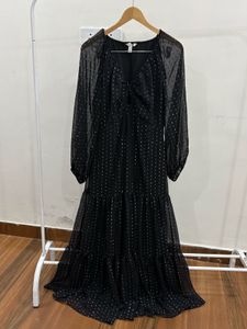 H&amp;M Lurex Metallic Threadwork Black Maxi DRESS
