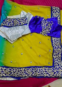 Triple Shade Colour Net Saree