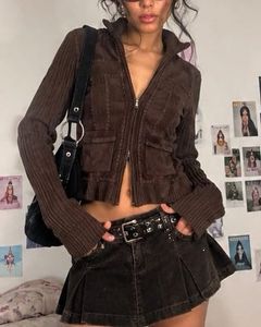 Vintage dark Brown Zip-Up Jacket