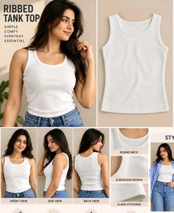 White Ribbed Tank Top