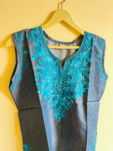 Embroidered Denim Top