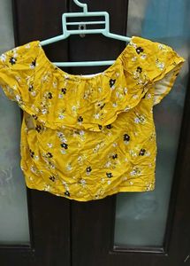 Yellow Floral Ruffle Top - NEW