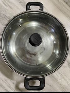 Induction Based Kadhai Stainless With Glass Cover
