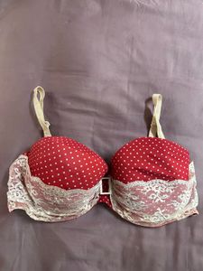 Red Polka Dot Bra with Lace Trim