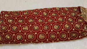 bridal full work Maroon Sequin Dress Material