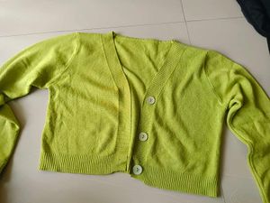 Lime Green Buttoned Cardigan
