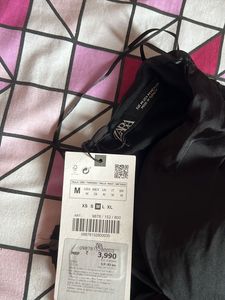 ZARA Little Black Dress Ruched Draped Rhinestone M