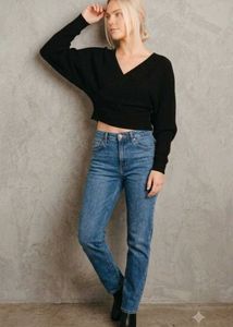Black Wrap Knit Sweater