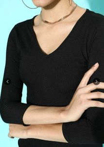 Tokyo talkies Black V-Neck Bodycon Dress
