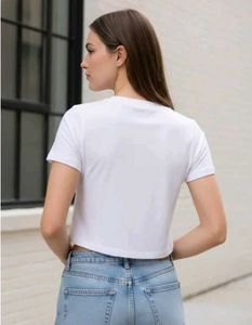 Shein Short Sleeves Graphic Front Print Crew Tshir