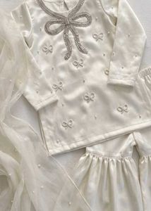 Elegant Pearl Embellished Girls Kurta Set