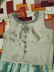 Elegant Teal &amp; Gold Lehenga Choli Set