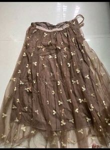 Embroidered Brown Net Skirt- please check marks