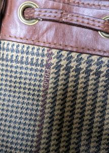 Classic Plaid &amp; Leather Hobo Bag