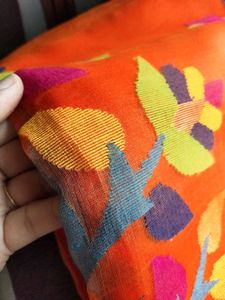 Premium Tissue blend Orange Saree