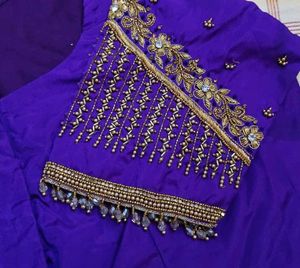 Beautifully Embroidered Purple Blouse