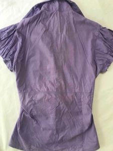 Chic Lavender Puff Sleeve Button-Up Top