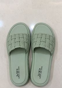 Stylish Mint Green Woven Slides