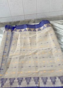 Elegant Saree with Blue Border
