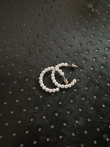 H&amp;M Trending Pearl Round Small Hoop Earrings