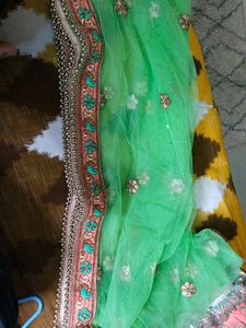 Elegant Embroidered Silk lengha