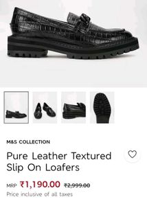 Marks &amp; Spencer Pure Leather Black Croc Loafers