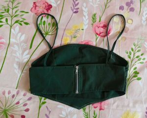 Dark Green Strappy Crop Top