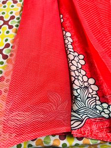 New Red Saree With Blouse Piece