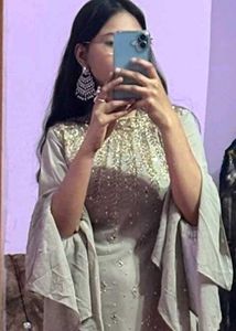 Elegant Grey Kurta Set with Sharara