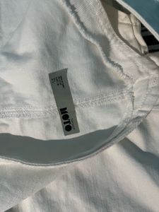 White Embroidered Denim Pinafore Dress
