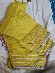 Vibrant musterd  Ethnic lehgha choliwith Silver Em