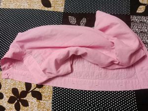 Pink Ruffled Button-Down Top