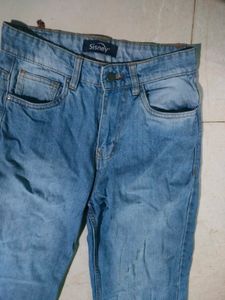 Blue High Waist Straight Fit Denim
