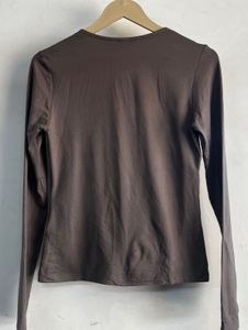 H&amp;M Brown Long Sleeve Square Neck Top