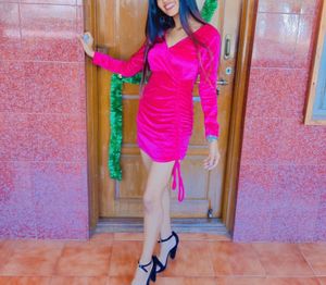 Vibrant Pink Ruched Mini Dress