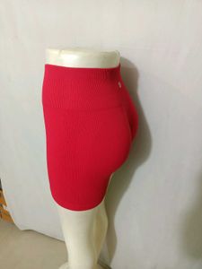 High-Waisted Ribbed Workout Shorts Free Size