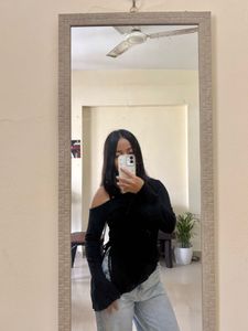 Chic Asymmetrical Ribbed Top