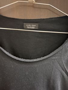 Zara Deep Neck Black T-shirt Used Once