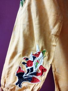 Floral Embroidery Top for Women in Golden Colour