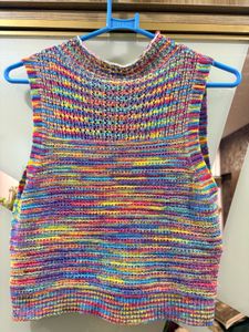 Colorful Knit Mock Neck Tank Top